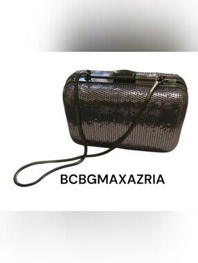 BCBGMAXAZRIA Dark Silver Sequined Clutch